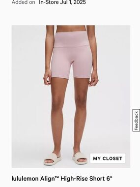 lululemon athletica Align High-Rise 6" Short - Pale Pink